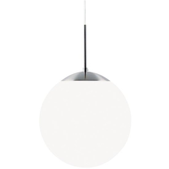 Nordlux Cafe hanglamp met glazen bol Ø25 cm, opaalwit, metalen bovenkap, E27-fitting, hoogte 28 cm, kabel tot 180 cm