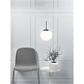 Nordlux Cafe hanglamp met glazen bol Ø25 cm, opaalwit, metalen bovenkap, E27-fitting, hoogte 28 cm, kabel tot 180 cm