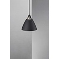 Nordlux Lámpara colgante Strap 36 negra, pantalla metálica de 36 cm, correa de cuero negra o marrón, casquillo E27, cable de 300 cm