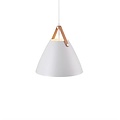 Nordlux Suspension Strap 36 noire, abat-jour métal 36 cm, lanière en cuir noire ou marron, culot E27, câble 300 cm