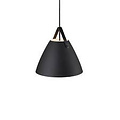 Nordlux Lámpara colgante Strap 36 negra, pantalla metálica de 36 cm, correa de cuero negra o marrón, casquillo E27, cable de 300 cm