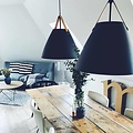 Skandinavische Pendelleuchte, weiß, schwarz oder beige, 48 cm Ø