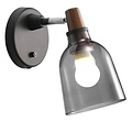 Nordlux Nordlux Karma 14 applique en verre fume avec socle en noyer, E14, orientable, diametre 14 cm