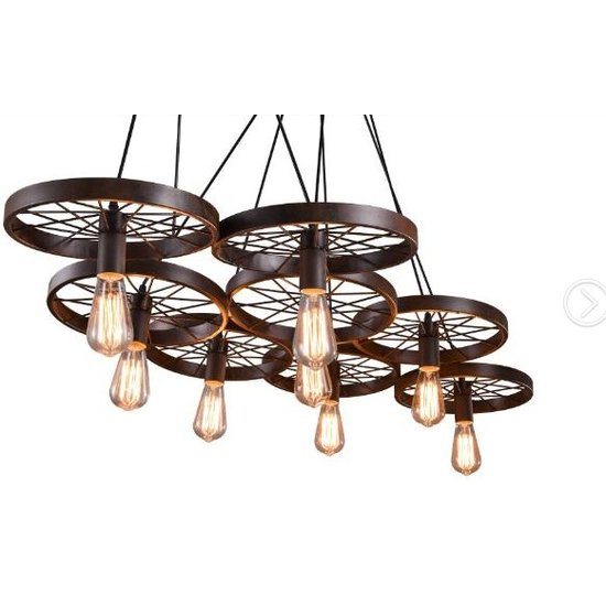 Industrielle Pendelleuchte mit 6 Rädern für LED-Beleuchtung