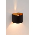 Up down wandlamp zwart goud, wit , grijs, goud messing, koffieLED 4W afgerond