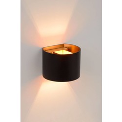 Up down wandlamp zwart goud, wit ,grijs, goud messing, koffie LED 4W afgerond