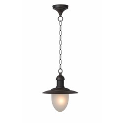 Buitenlamp hangend met glas, zwart, roest, E27