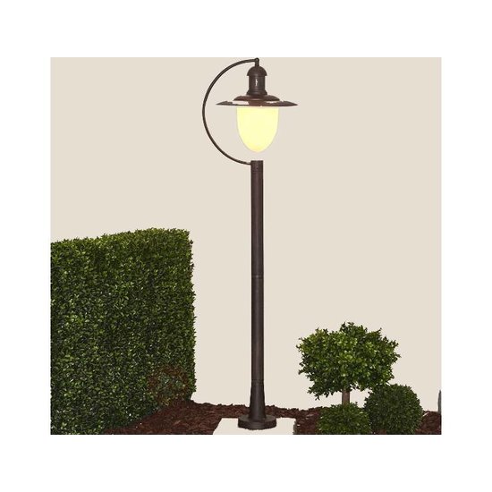 Staande lamp buiten met glas, zwart, roest, 1,1m H