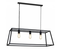 Hanging lamp black or rust rural E27x3 1000mm long