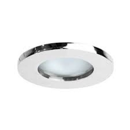 Downlight redondo con portalámparas GU10, IP65 estanco, carcasa de aluminio cromado, diámetro 82mm, altura 139mm, bombilla no incluida