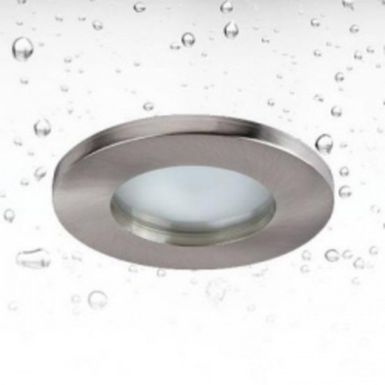 Spot encastrable rond avec culot GU10, étanche IP65, boîtier aluminium chrome, diamètre 82mm, hauteur 139mm, ampoule non incluse