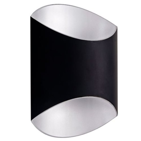 Indigo Glam Wandleuchte, ovales Design, Up-Down-Licht, 250 x 200 x 108 mm, 12W LED-Modul integriert, Aluminium, Schwarz-Silber