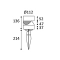 Indigo Turks spot de sol LED noir, rond, 3W, 300 lumens, 3500K, IP66, 136mm (piquet 214mm)