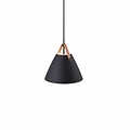 Nordlux Suspension Strap 27 scandinave noire, métal et verre, Ø27 cm, lanière en cuir, culot E27