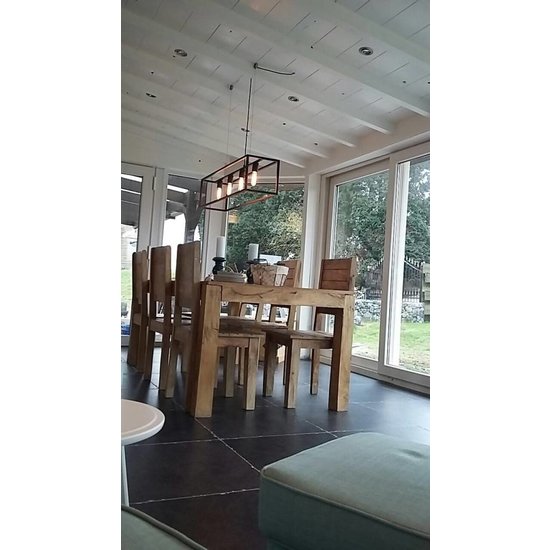 Landelijke hanglamp eettafel zwart, ruggine, koper 1m