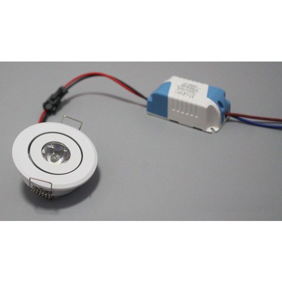 Kastlampje LED 3W kantelbaar (wit, zwart of aluminiumgrijs)