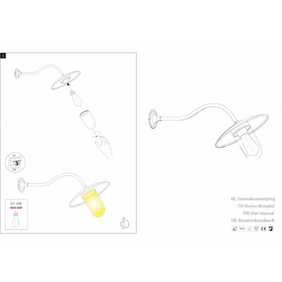 Authentage Applique d'extérieur rurale bronze-chrome-nickel 60cm 45°