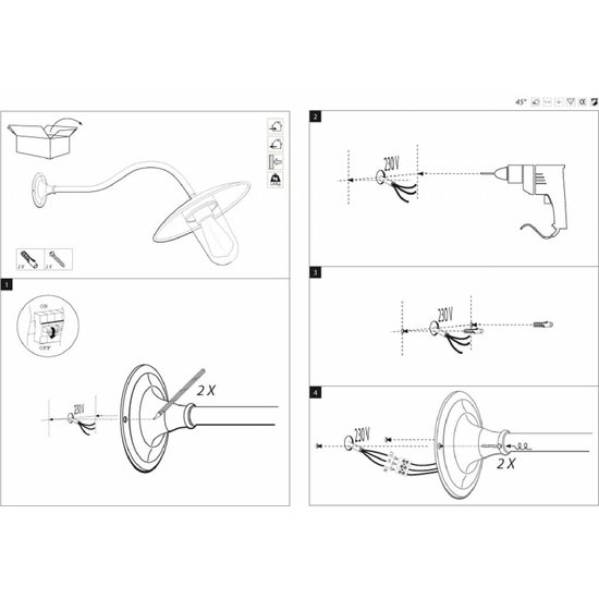 Authentage Außenwandleuchte ländlich Bronze-Chrom-Nickel 60cm 45°