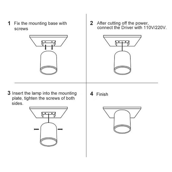Plafón LED blanco o negro driverless 360° 7W