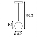 Hängelampe kleine Kugel weiß, kupfer oder schwarz 89mm Ø
