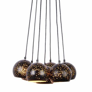 Hanging lamp several lamps black gold 7 x E27