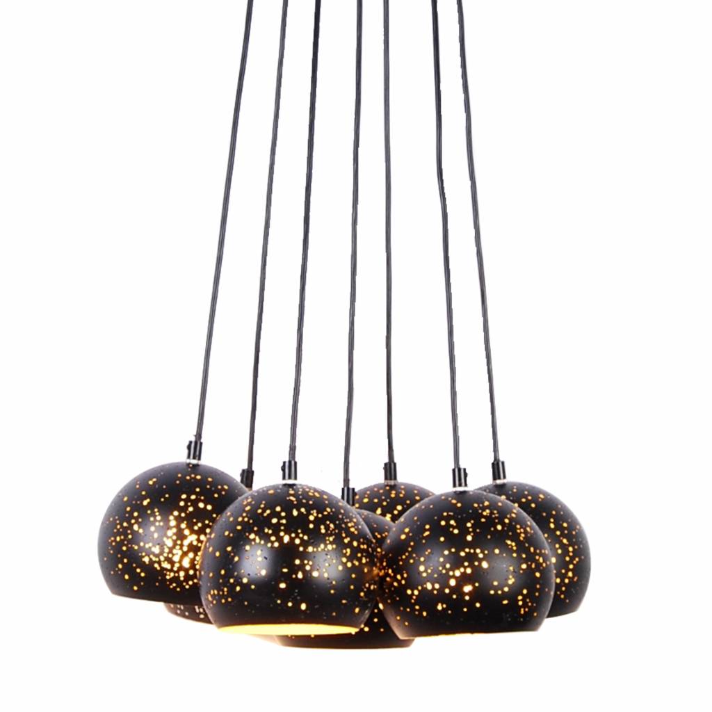 Hanglamp meerdere lampen zwart goud 7 x E27 | My Planet LED