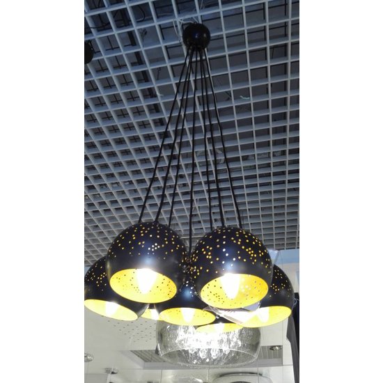Suspension plusieurs lampes or noir 7 x E27