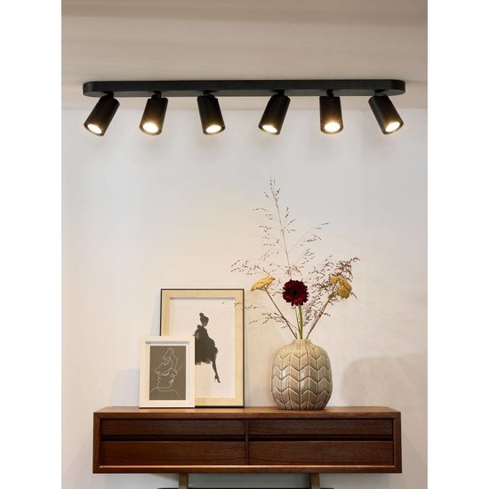 Design ceiling spotlight white, black orientable GU10x6 dim to warm