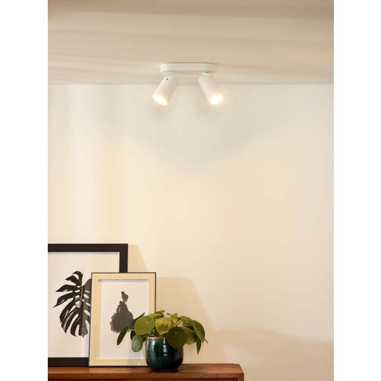 Spot de plafond design blanc, noir orientable GU10x2 tamisable pour réchauffer