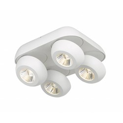 Plafonnier Led blanc 4 spots + lumière indirecte design minimaliste -  AlsaceLed
