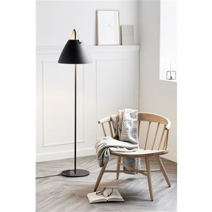 Strap vloerlamp wit metaal E27 fitting met leren riem