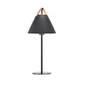 Nordlux Lampe de table Strap noire, métal avec lanière en cuir, culot E27 (ampoule non incluse), 55 cm de haut, abat-jour Ø25 cm