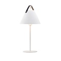 Nordlux Lampe de table Strap noire, métal avec lanière en cuir, culot E27 (ampoule non incluse), 55 cm de haut, abat-jour Ø25 cm