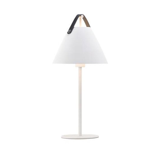 Nordlux Strap Tischlampe schwarz, Metall mit Lederband, E27-Fassung (Leuchtmittel nicht enthalten), 55 cm hoch, Schirm Ø25 cm