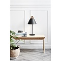 Nordlux Strap tafellamp zwart, metaal met leren ophangband, E27 fitting (lamp niet inbegrepen), 55 cm hoog, kap Ø25 cm