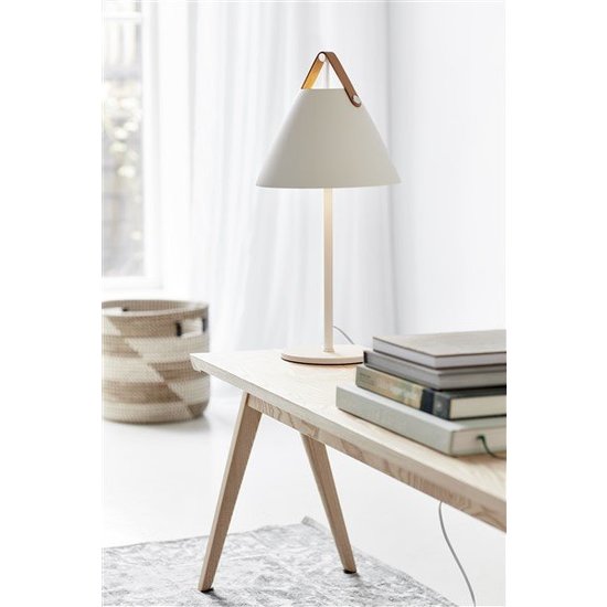 Nordlux Strap table lamp black, metal with leather strap, E27 socket (bulb not included), 55 cm high, 25 cm shade