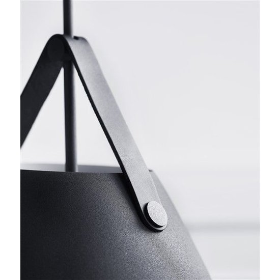 Nordlux Strap table lamp black, metal with leather strap, E27 socket (bulb not included), 55 cm high, 25 cm shade