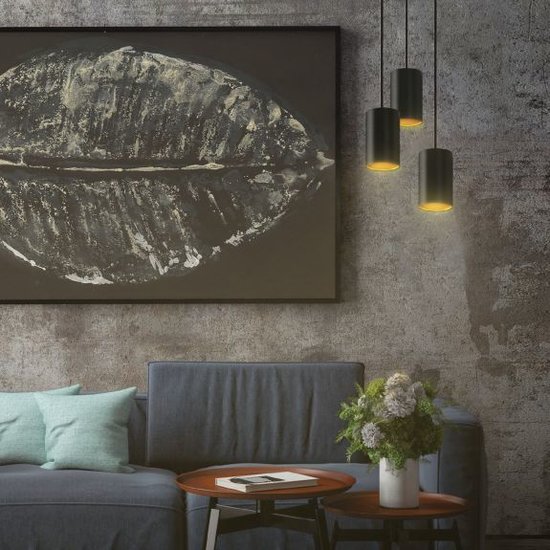 Goudkleurige hanglamp zwart of wit 3xGU10