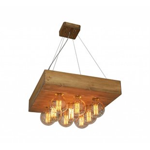 Luminaire suspendu vintage bois carré 550x550mm E27x9
