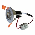 Foco empotrable LED 5W, corte 55mm, profundidad 45mm, regulable, orientable 15°, aluminio gris