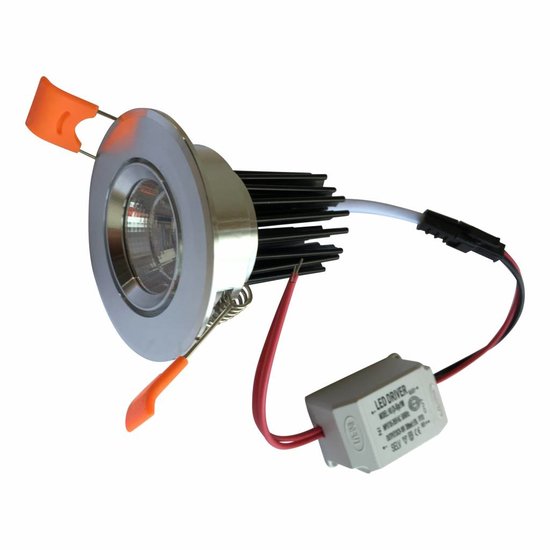 Foco empotrable LED 5W, corte 55mm, profundidad 45mm, regulable, orientable 15°, aluminio gris