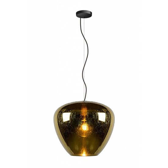 Suspension verre design avec gouttes fumé, doré, transparent