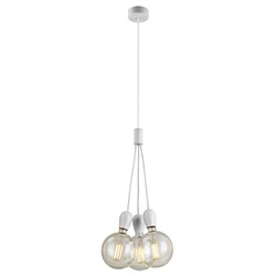 Lampe suspendue 3 suspensions blanc, chrome, noir