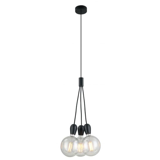 Fantasia pendant lamp 3 lights black, metal ring Ø 340 mm, 3x E27 socket, bulbs not included