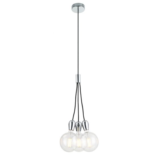 Hanging lamp 3 pendants white, chrome, black