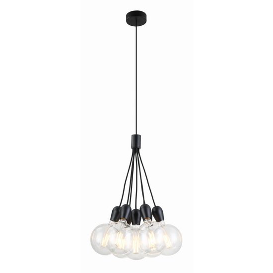 Fantasia Kobar pendant light black, metal, 7x E27 sockets, 46 cm diameter, height up to 210 cm, bulbs not included