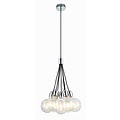 Suspension Kobar de Fantasia noire, métal, 7 douilles E27, diamètre 46 cm, hauteur jusqu'à 210 cm, ampoules non incluses
