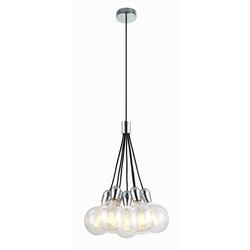 Fantasia Kobar hanglamp zwart met 7 lichtpunten E27