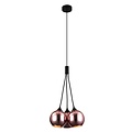Fantasia Rogodo hanglamp met 3 glazen bollen in gerookt grijs glas, roze gouden frame, 3x E14, diameter 340 mm