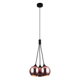 Lampe suspendue 3 dorées ou verre fumé